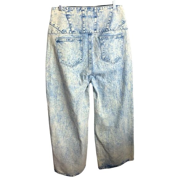 PLT PrettyLittleThing Acid Wash Seam Detail Corset Waist Jeans Size 12 - Picture 7 of 10